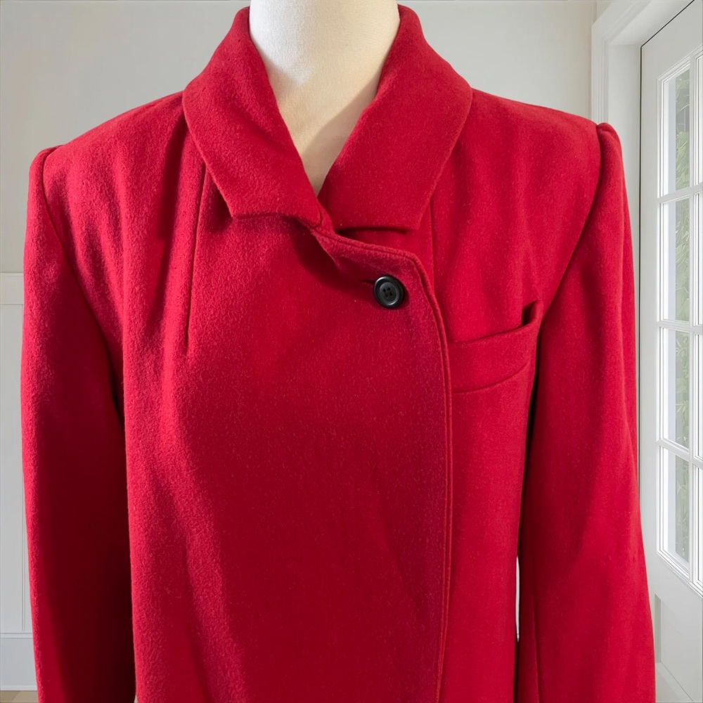 ADOLFO CLASSICS Vintage 90s Red 100% Wool Double Breasted Long Coat 8P Ukraine - Picture 4 of 12